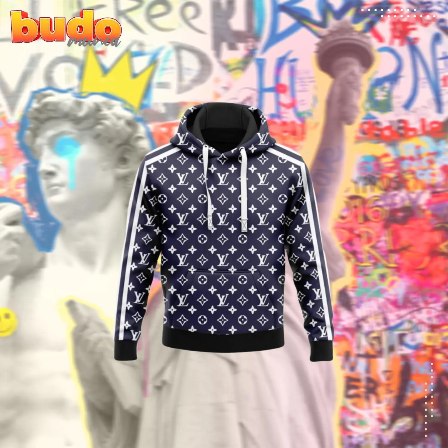 Louis vuitton blue hoodie lv luxury clothing clothes outfit for men - hot new